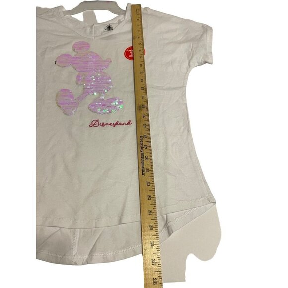 Disney Parks Magic Mirror Sequin Mickey Mouse Reversible V-Neck High Low Shirt S - Picture 9 of 10